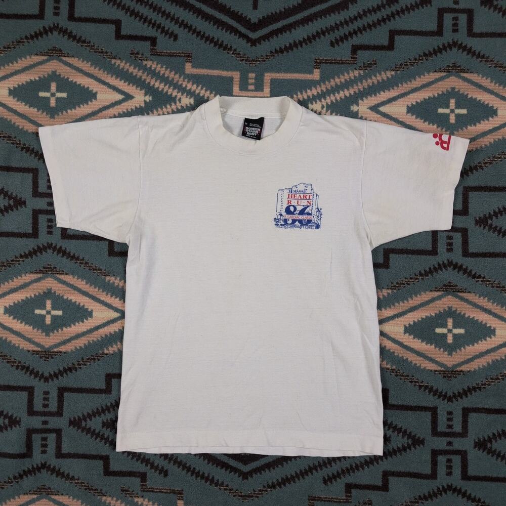 Vintage 1986 Sea First Heart Run A Cardiac Classic Running T Shirt SS Small